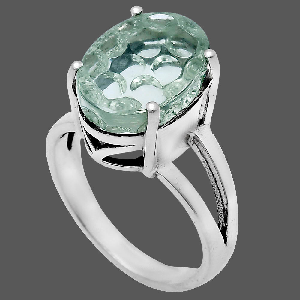 Fancy Cut Premium Prasiolite (Green Amethyst) Ring size-9 R-1019 16-ER10199