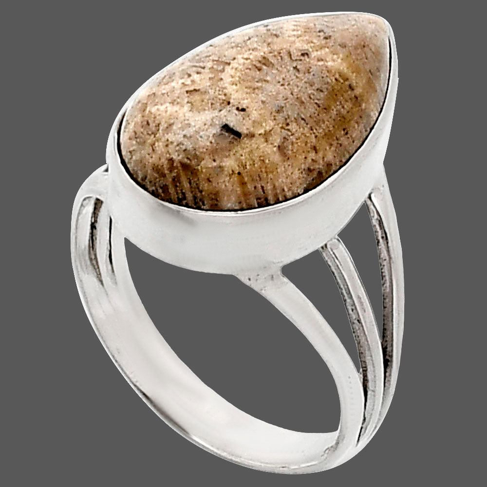 Premium Quality Flower Fossil Coral Ring size-7 R-1003 52-ER14186