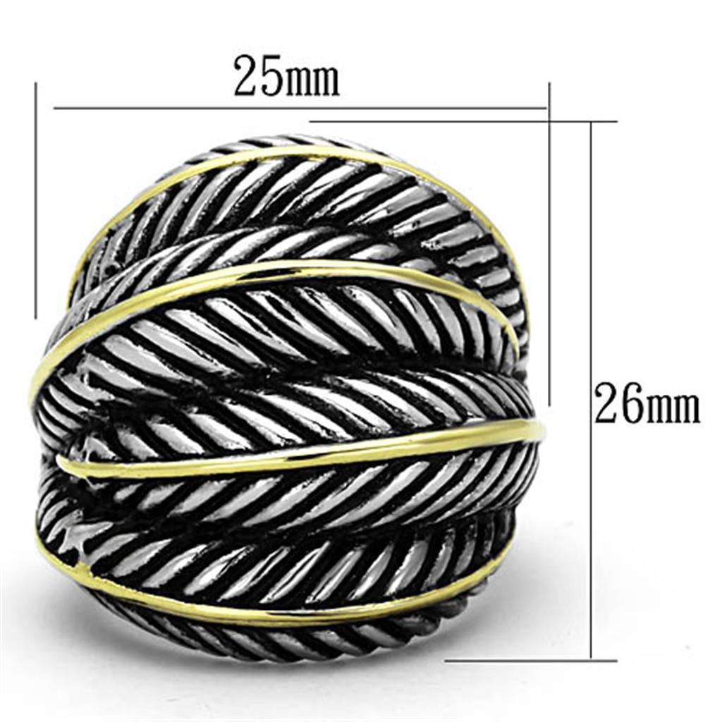 TK1209 - Two-Tone IP Gold (Ion Plating) Stainless Steel Ring with Epoxy in Jet