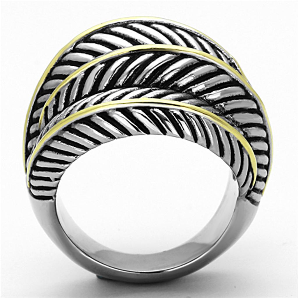 TK1209 - Two-Tone IP Gold (Ion Plating) Stainless Steel Ring with Epoxy in Jet