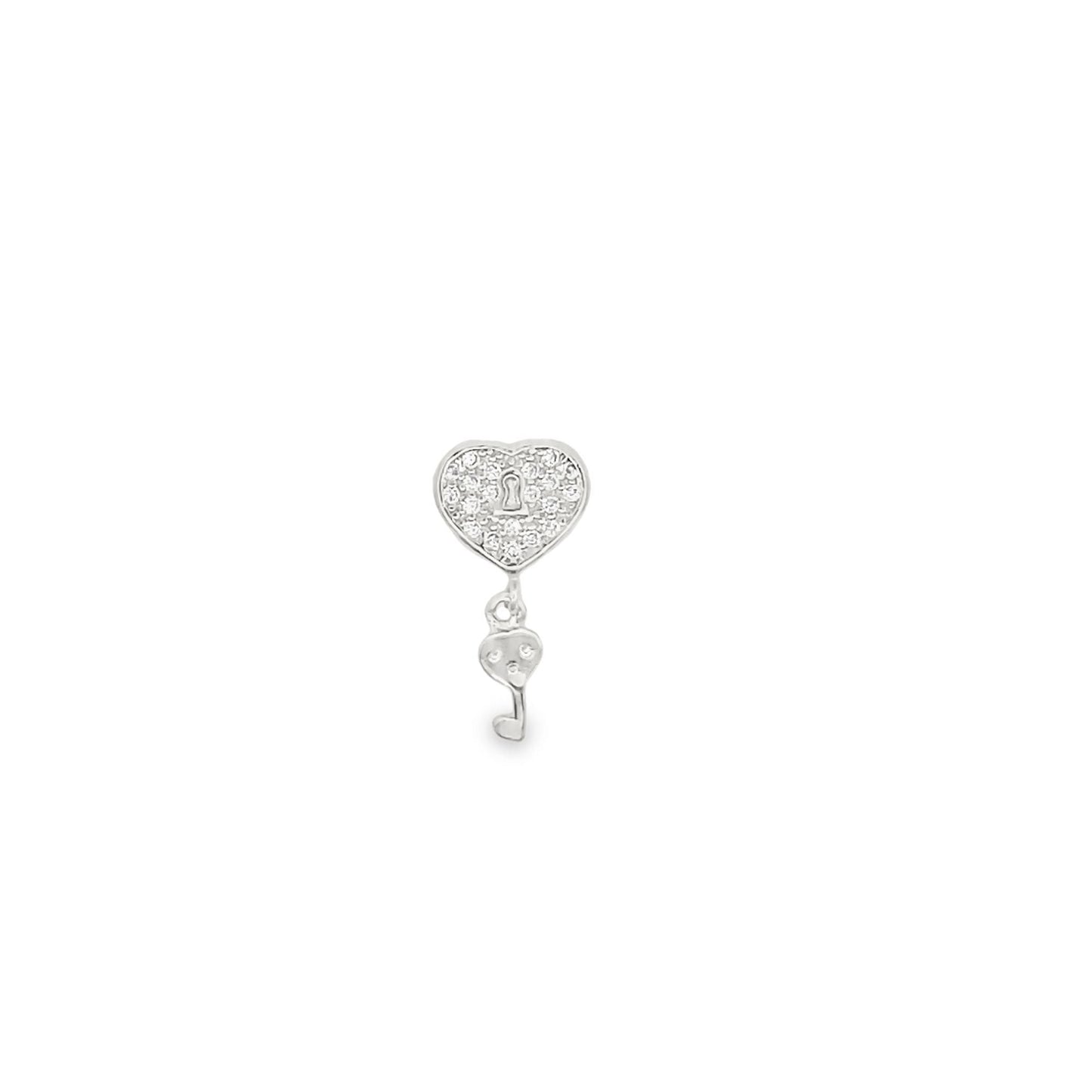 Pave Heart Lock Pendant Charm