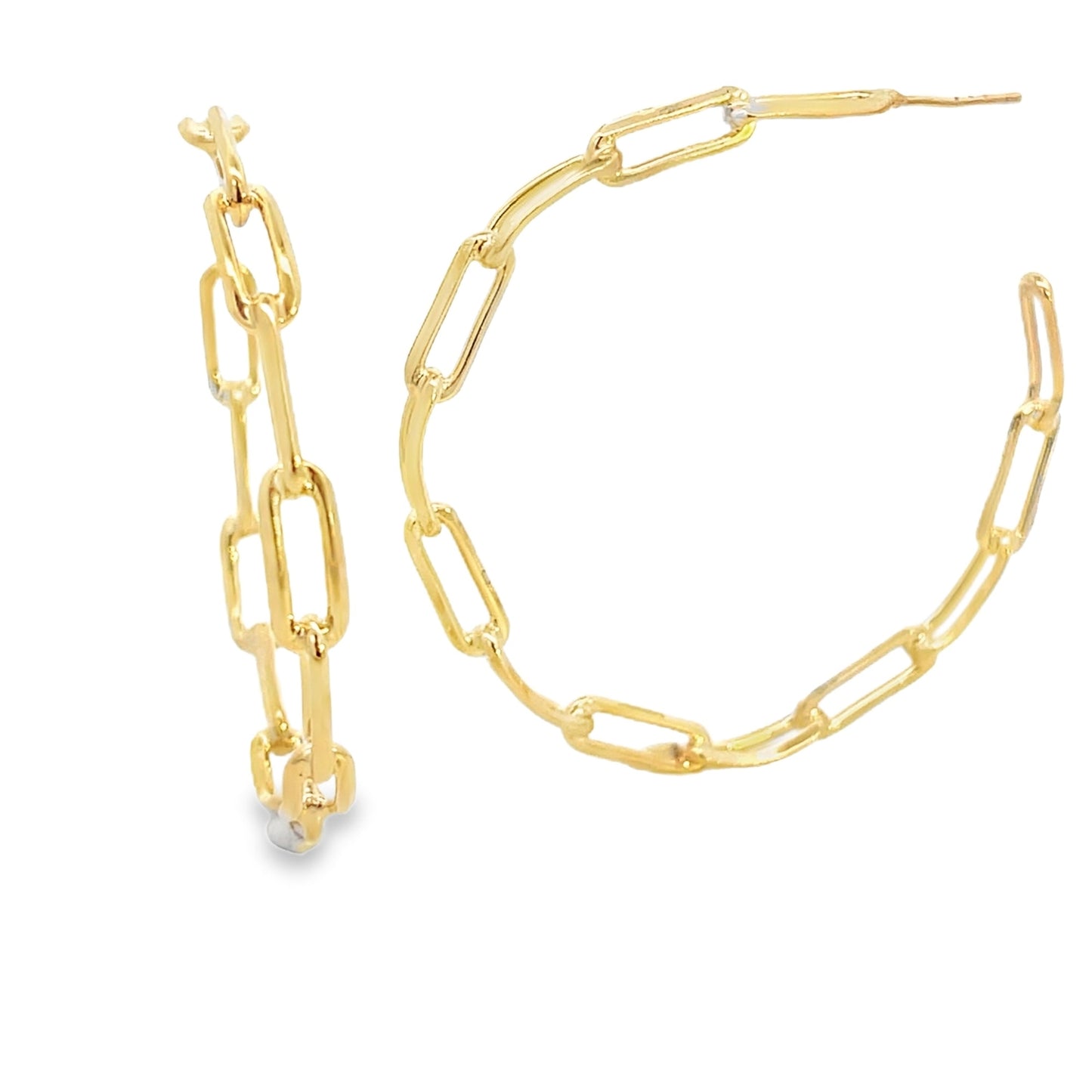 18K Gold Filled Dainty Paperclip Chain Open Hoop Earrings