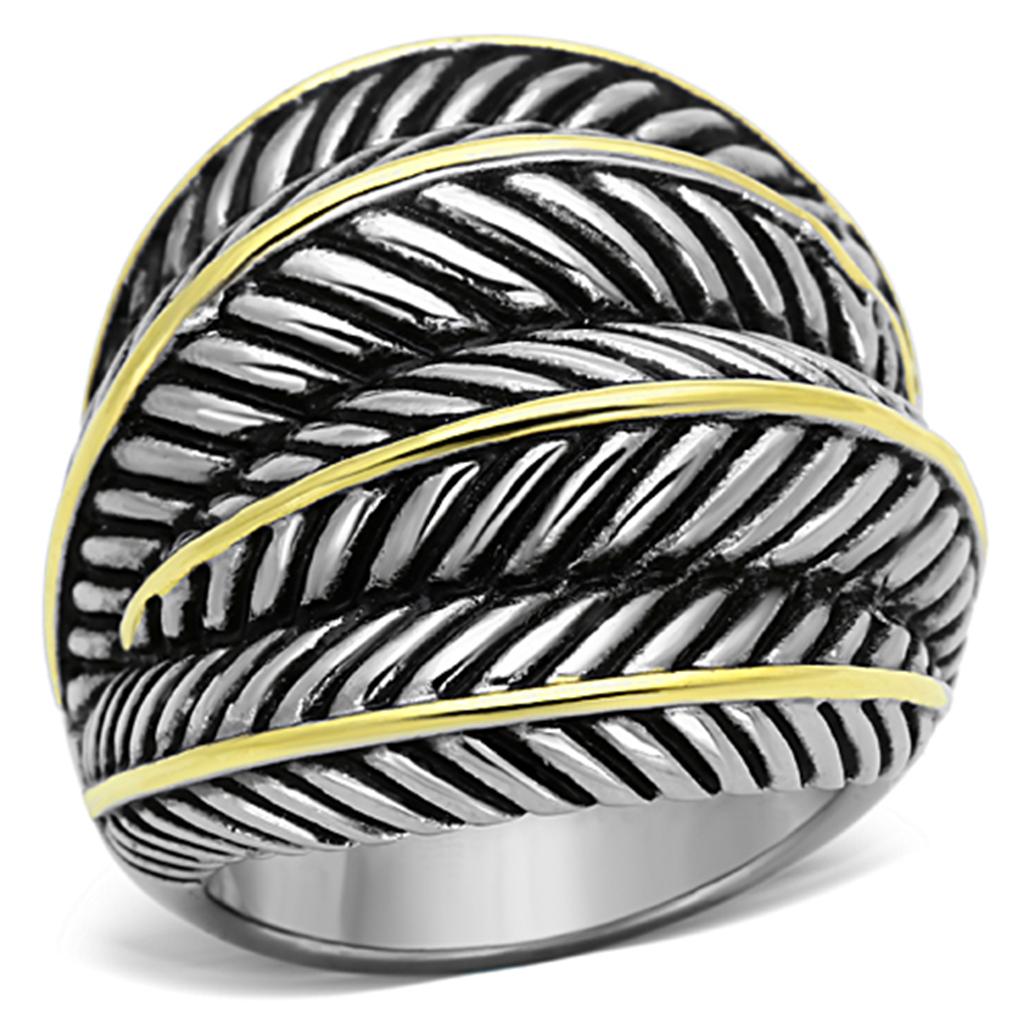 TK1209 - Two-Tone IP Gold (Ion Plating) Stainless Steel Ring with Epoxy in Jet