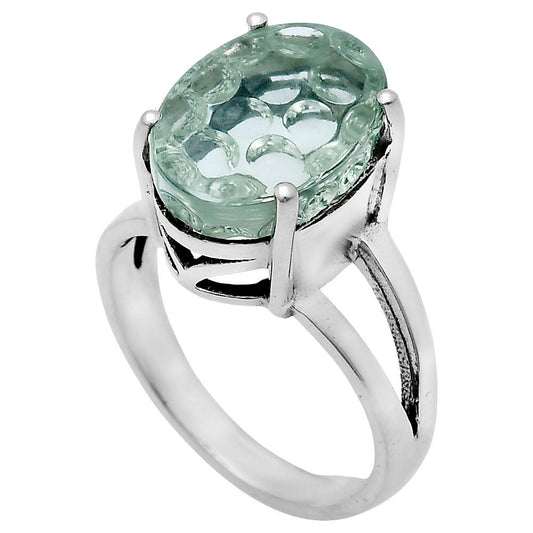 Fancy Cut Premium Prasiolite (Green Amethyst) Ring size-9 R-1019 16-ER10199