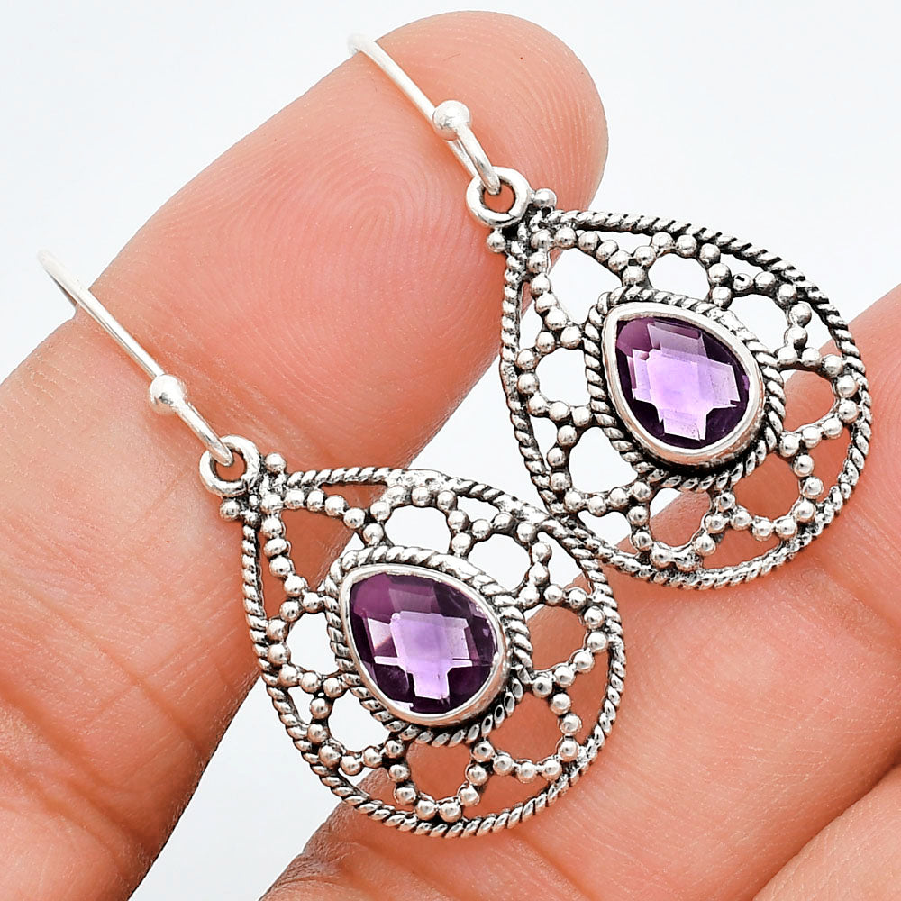 Natural Gemstones Pear Shape 925 Sterling Silver Earrings Jewelry E-1251 AGE1010