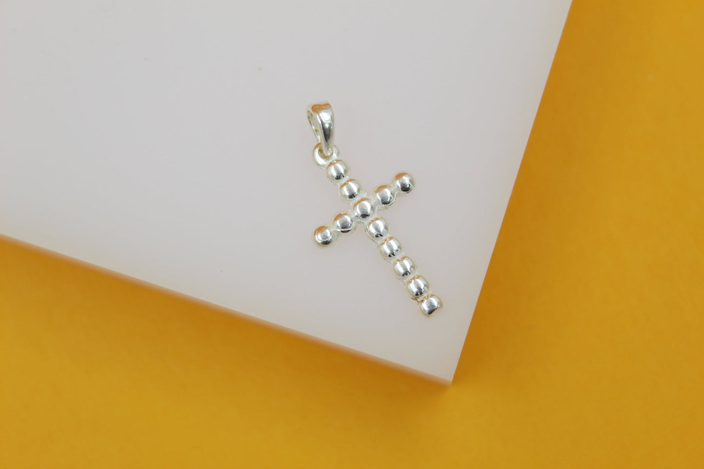 925 Sterling Silver Bead Style Cross Pendant