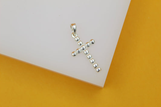 925 Sterling Silver Bead Style Cross Pendant