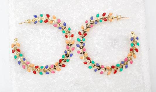 18K Gold Filled Enamel Arrow Open Hoop Earrings (K243)