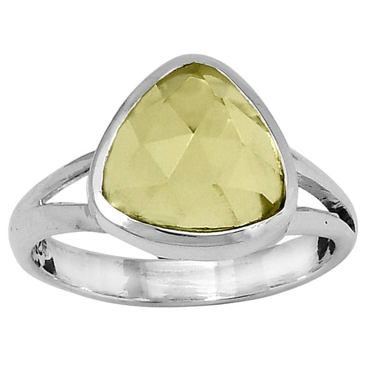 Faceted Natural Lemon Quartz Ring size-7.5 R-1005 SDR153490