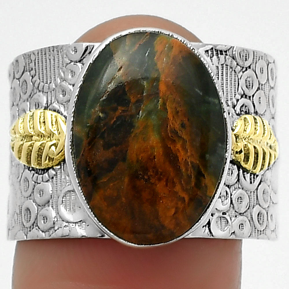 Two Tone - Turkish Rainforest Chrysocolla Ring size-9 R-1534 SDR161407