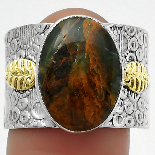 Two Tone - Turkish Rainforest Chrysocolla Ring size-9 R-1534 SDR161407