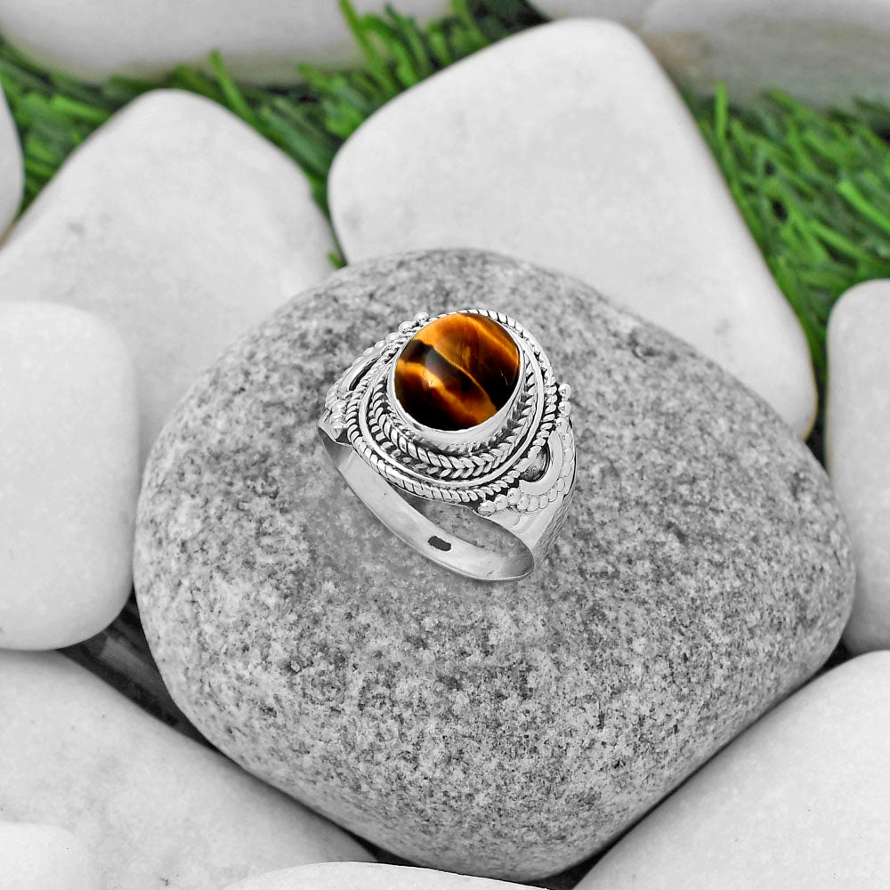 Natural Tiger Eye - Africa Ring size-9 R-1570 SDR173384
