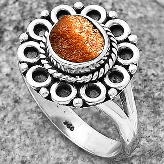 Natural Sunstone Rough Ring size-8.5 R-1256 SDR204512