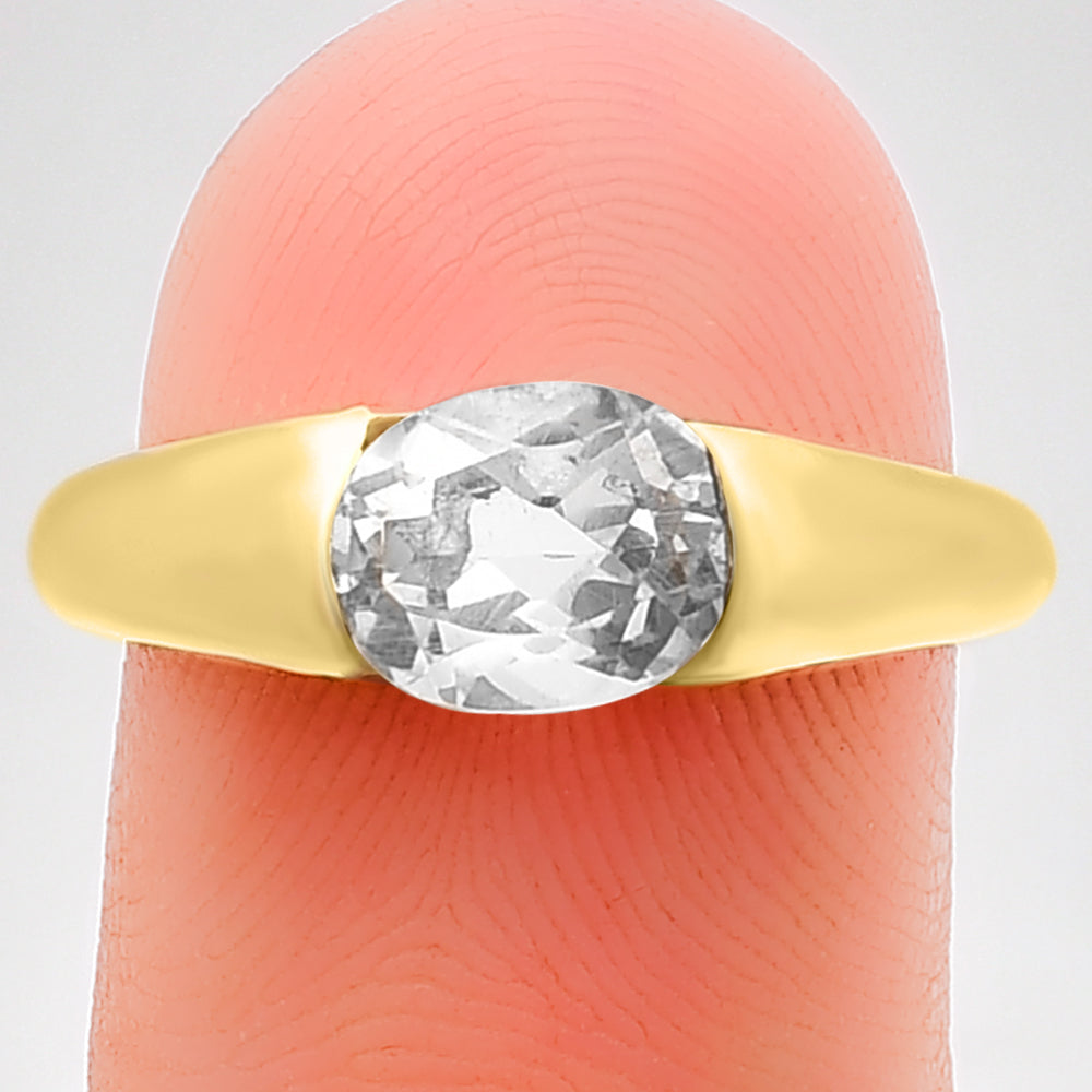 18K Gold Over Brass Natural Gemstones Oval Shape Ring Size (5-8) TGR1005 RM-1743