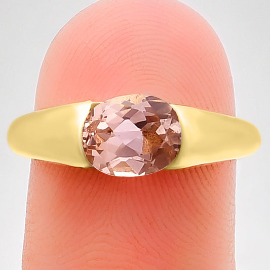 18K Gold Over Brass Natural Gemstones Oval Shape Ring Size (5-8) TGR1005 RM-1743