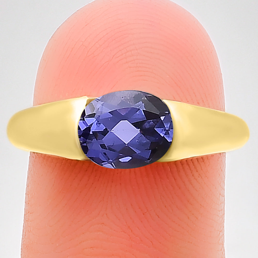 18K Gold Over Brass Natural Gemstones Oval Shape Ring Size (5-8) TGR1005 RM-1743