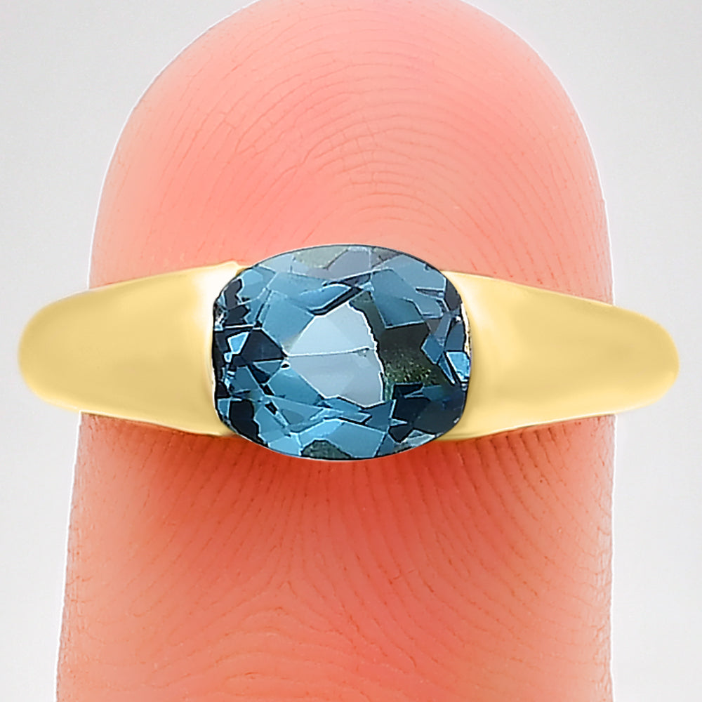 18K Gold Over Brass Natural Gemstones Oval Shape Ring Size (5-8) TGR1005 RM-1743