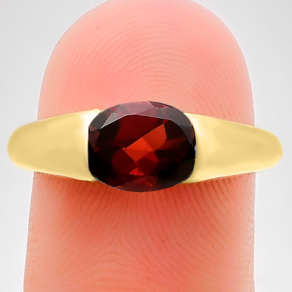 18K Gold Over Brass Natural Gemstones Oval Shape Ring Size (5-8) TGR1005 RM-1743