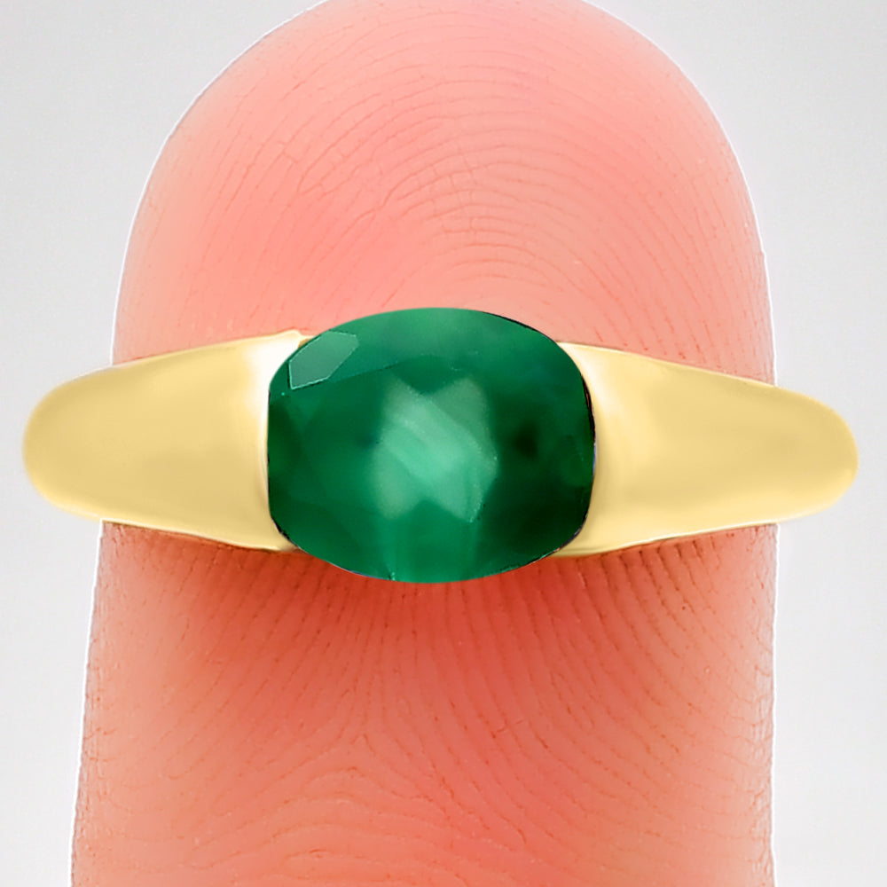 18K Gold Over Brass Natural Gemstones Oval Shape Ring Size (5-8) TGR1005 RM-1743