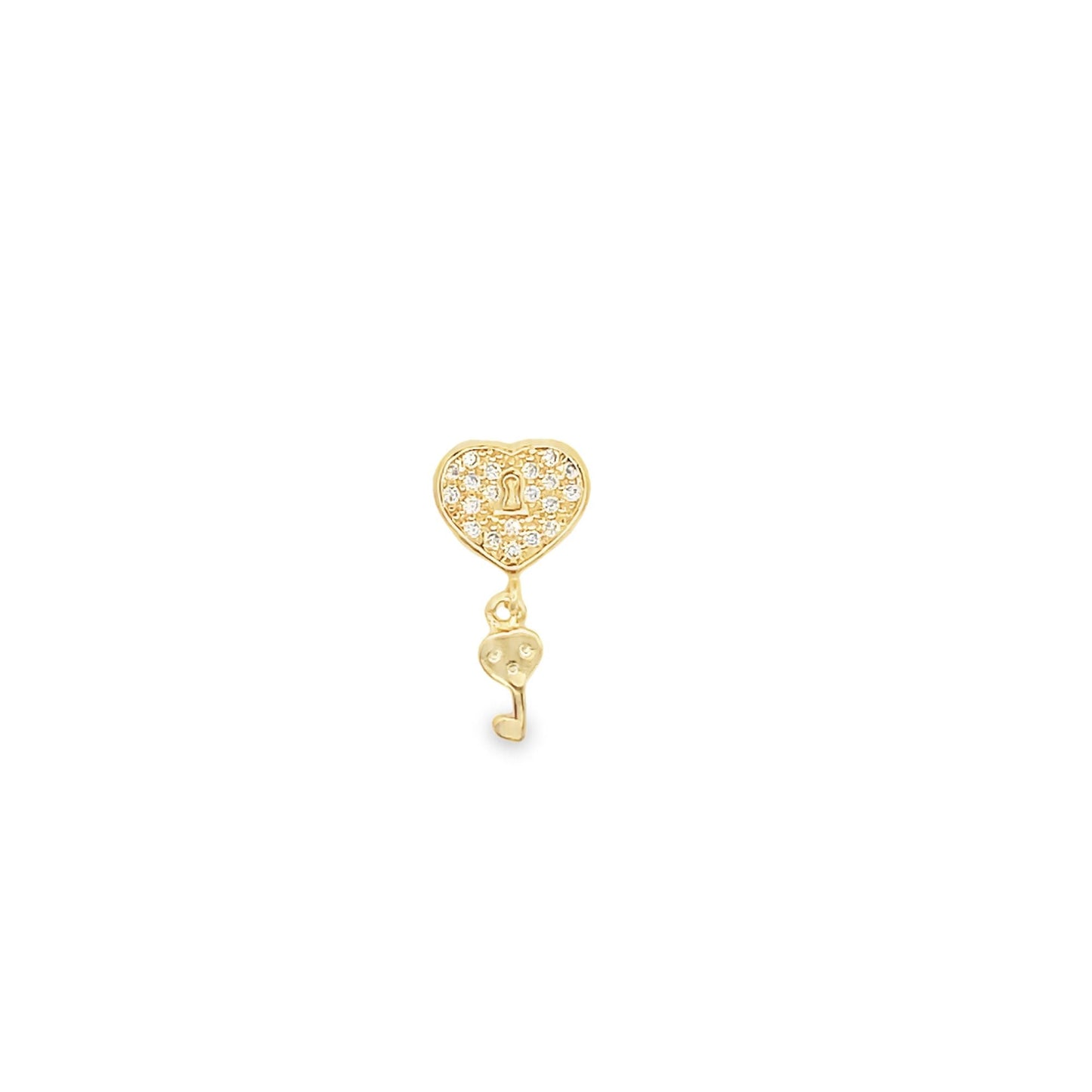 Pave Heart Lock Pendant Charm