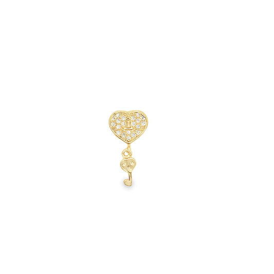 Pave Heart Lock Pendant Charm