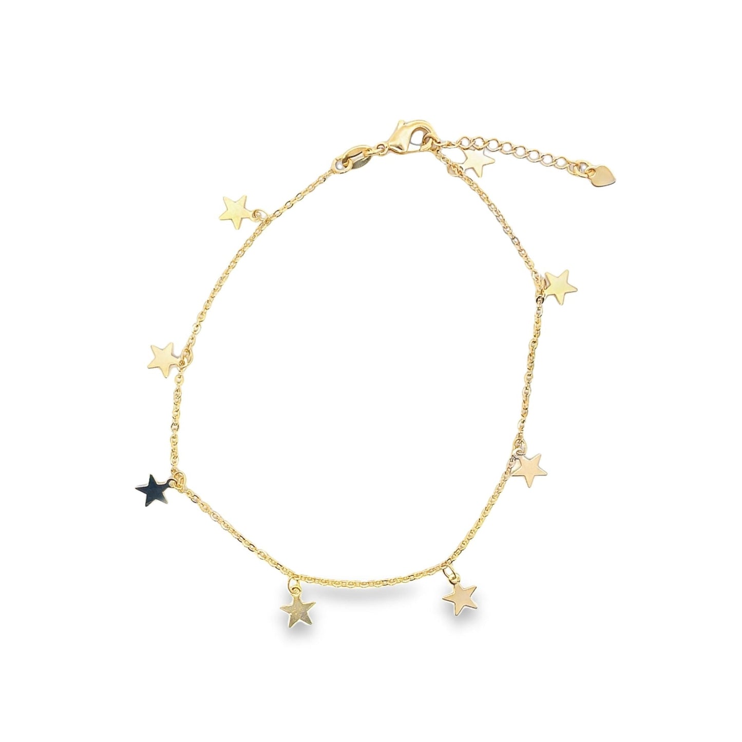 18K Gold Filled Star Rolo Anklet (E186)