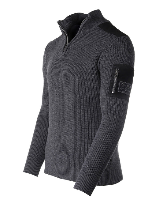 ZIMEGO Mens Long Sleeve Pullover Quarter Zip Mock Neck Polo Sweater with Pocket