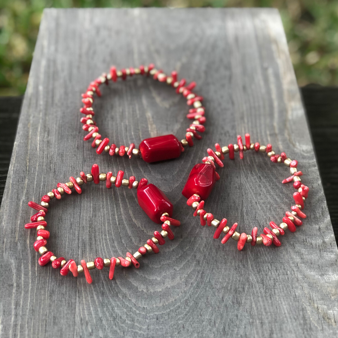 Coral Trio Bracelet Set